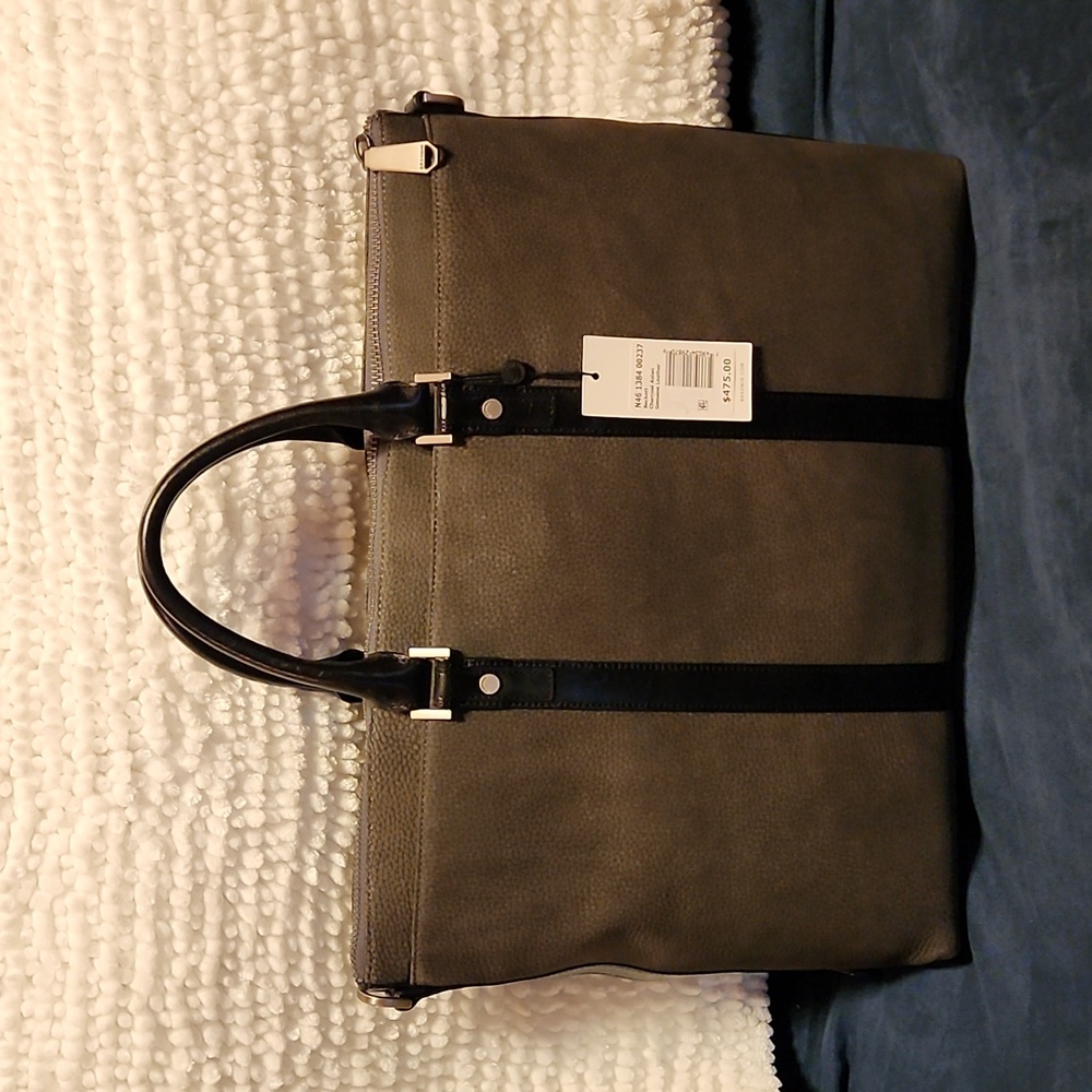 NWT Gray Suede Authentic Brahmin with Authentication card and Dust Bag.